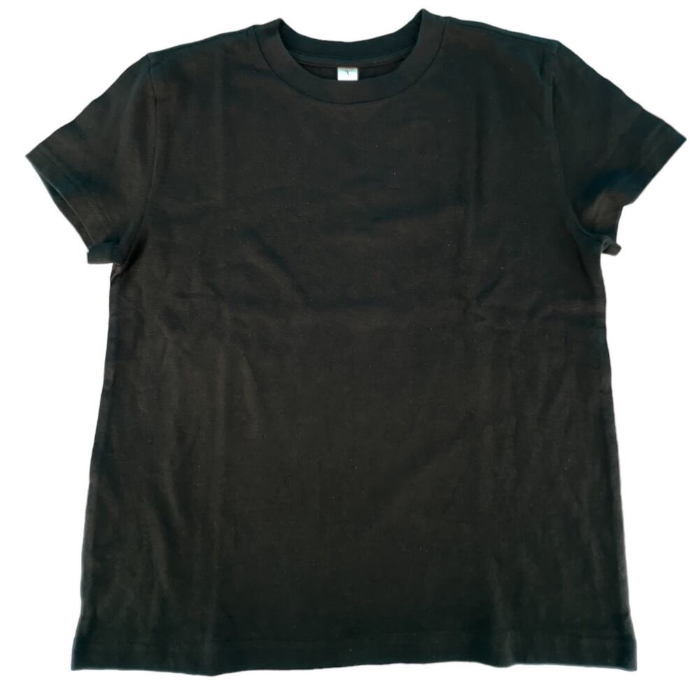 Unisex Kids Tee Shirt Top Crew Neck Short Sleeves No Tags Solid Basic Black